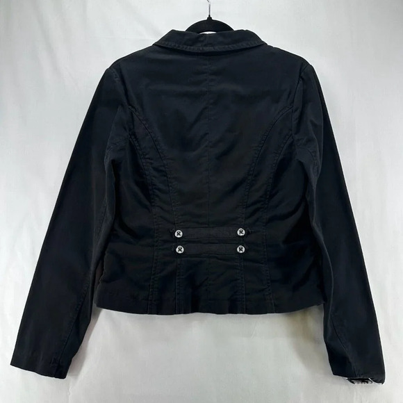 CAbi Jacket Womens Size 8 Twill Military Style Hook Closure Blazer Cotton Black - Picture 3 of 12